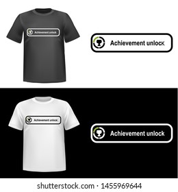 Hand drawn illustration of achievment unlocked, avatar, text, tshirt print, vector illustration