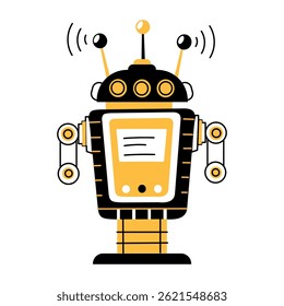Uma ilustração desenhada à mão de um robô alienígena 
