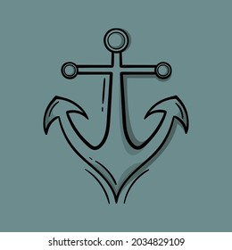 hand drawn illustration of anchor color version, with an elegant dark color combination
