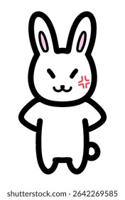 Hand drawn illustration of an angry rabbit character.