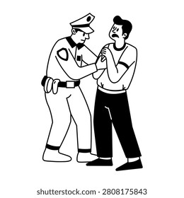 A hand drawn illustration of apprehend character