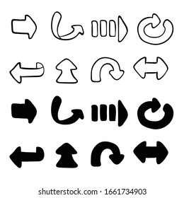 hand drawn illustration arrow icons set