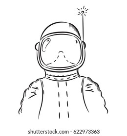 Hand drawn illustration astronaut. Idea for a t-shirt, poster, signs. 
