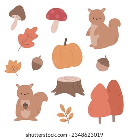 Hand drawn illustration of autumn elements.