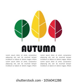 Hand drawn illustration with autumn leaves. Colorful background vector. Poster design with english text. Autumn, card. Decorative backdrop, good for printing. Place for your text here