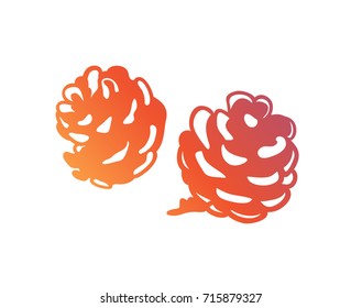 Hand drawn illustration autumn object. Creative ink art work. Actual vector drawing cone