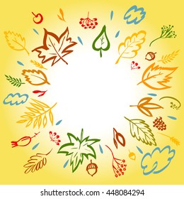 Hand drawn illustration back end. Vector template poster for invitation on harvest festival.