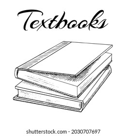 Hand drawn Illustration. Back to School. School essential illustration. Vintage vector textbooks sketch.