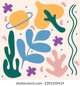 Fondo de ilustración dibujado con formas abstractas Ilustración vectorial