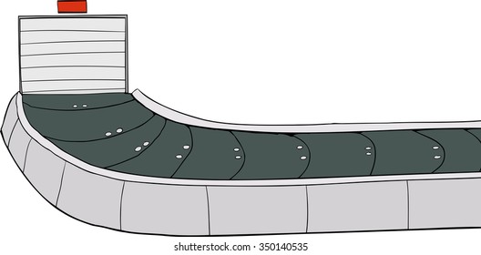 Hand drawn illustration of a baggage claim carousel