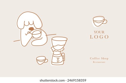 Hand drawn illustration of Bakery and Coffee. Icons. Abstract geometric line background. Gold luxury. Illustration for cover design, food package, menu, background, café wall, coffee shop, web banner.