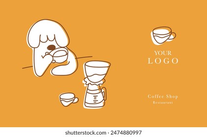 Hand drawn illustration of Bakery and Coffee. Icons. Abstract geometric line background. Gold luxury. Illustration for cover design, food package, menu, background, café wall, coffee shop, web banner.