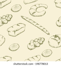 Hand drawn illustration - bakery seamless pattern
