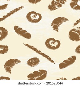 Hand drawn illustration - bakery seamless pattern