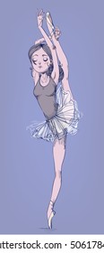 Hand drawn illustration with ballerina girl