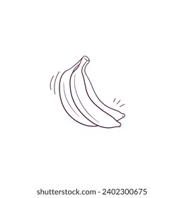 Hand Drawn illustration of banana icon. Doodle Vector Sketch Illustration