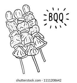 Hand drawn illustration of barbecue.