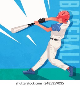 Hand drawn illustration of baseball player cartoon