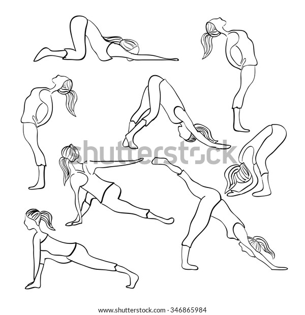 Hand Drawn Illustration Basic Yoga Pilates Stock Vector (Royalty Free ...