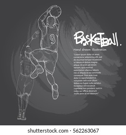 Hand Drawn Illustration Of Basketball Player.