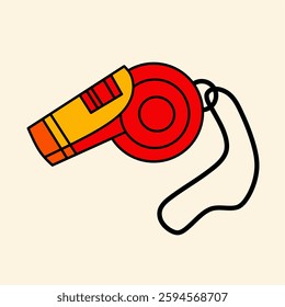 Hand drawn illustration of a basketball whistle with clean, bold outlines and vibrant colors. Perfect for sporty theme design.