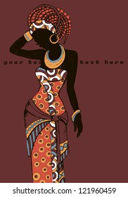 Hand drawn illustration  Beautiful black woman.
