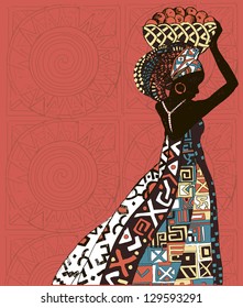 Hand drawn illustration Beautiful black woman.African woman