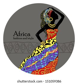 Hand drawn illustration Beautiful black woman.African woman