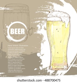 hand drawn illustration of beer. beer background design