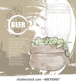 hand drawn illustration of beer. beer background design