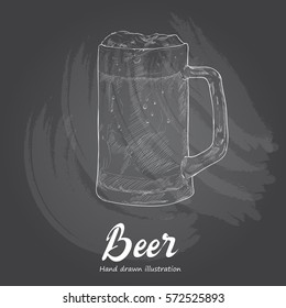hand drawn illustration of beer. chalk drawing style.