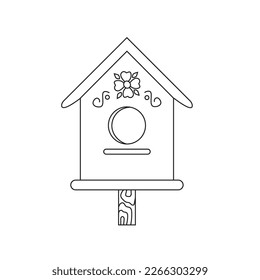 Hand drawn illustration of birdhouse. Isolated on white background