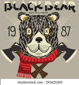 Hand drawn Illustration of black Bear