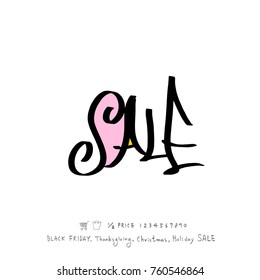 Hand drawn illustration / Black Friday sale - vector