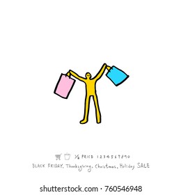 Hand drawn illustration / Black Friday sale - vector