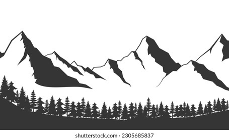 Hand drawn illustration. Black on white background sketch art with main view. Using for travel and nature background