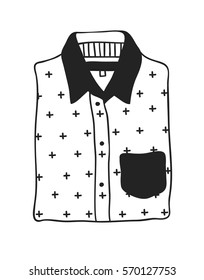 Dibujo manual blusa. Obra de arte de tinta creativa. pantalones de dibujo vectorial real