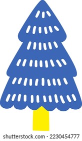 handgezeichnete Illustration eines blauen Baumes