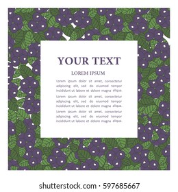 Hand drawn illustration with blueberries and text. Your text here, poster design. Decorative background, good for printing