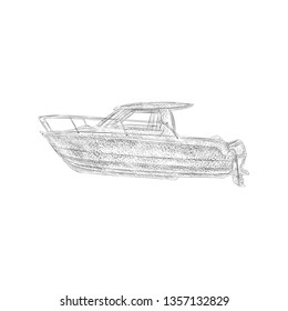 Hand drawn illustration of boat on white background