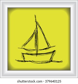 Hand drawn illustration of a boat with sails