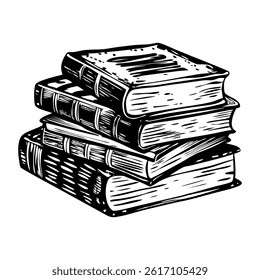 A hand drawn illustration of books stack  