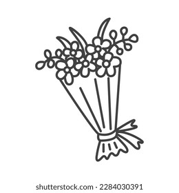 Hand drawn illustration of a bouquet of flowers. Vector graphic drawing