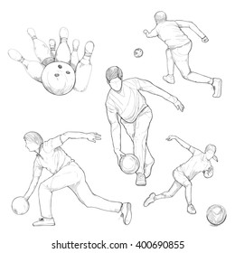 hand drawn illustration of bowling