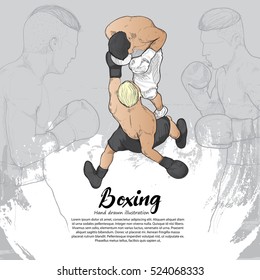 hand drawn illustration of boxing. boxing background design