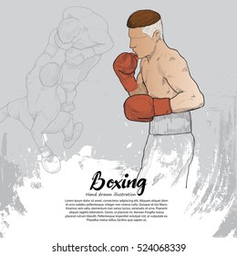 hand drawn illustration of boxing. boxing background design