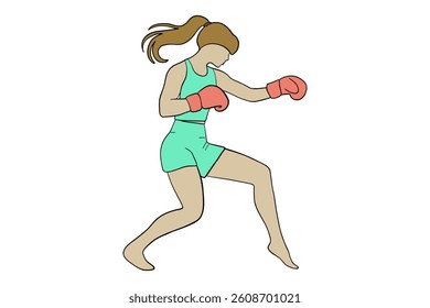 A hand drawn illustration of a boxing woman. Good for any project.