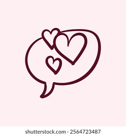 Hand drawn illustration of bubble chat with hearts. Suitable for valentine's day, presentation, graphic design