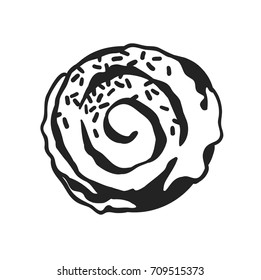 Hand drawn illustration bun. Creative ink art work. Actual vector drawing bake