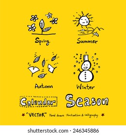 Hand drawn illustration & calligraphy - vector
